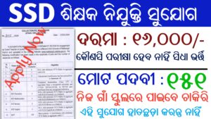 SSD Teacher Recruitment 2024